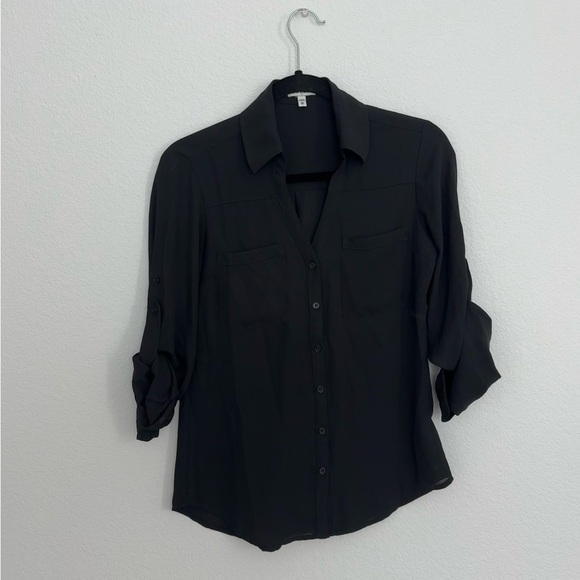 Express Black Button Down Top - Picture 1 of 2